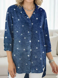 Damen Jeanshemd mit Punkten und Rüschen RSDS2959