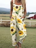 Women’s Sunflower Honeybee Casual Jumpsuit RSJT522