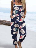 Women’s Coastal Conch Floral Casual Jumpsuit RSJT554