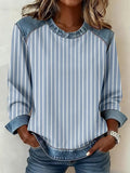 Women's Striped Pattern Patchwork Art Sweatshirt