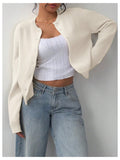 Women’s Button Down Crop Cardigan Sweater – Cute Long Sleeve Knitwear