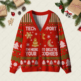 Tech Support Computer Programmer Red Geek Ugly Cardigan Sweaters