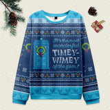 Timey Wimey Blue Ugly Christmas Sweatshirt