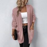 Women's Long Cardigan Sweater Casual Solid Open Front Coat for Autumn Winter