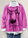 Cute Dog Hand-painted Art Print Knit Pullover Sweater