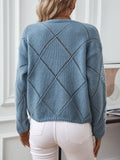 Women's Crochet Crewneck Sweater Cute Elegant Hollow Cable Knit Pullover for Autumn Winter