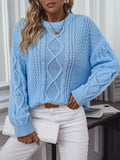 Women's Chunky Crewneck Long Sleeve Solid Color Loose Knit Pullover Sweater for Autumn Winter