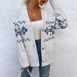Women's Christmas Snowflake Cardigan Pullover Sweater for Autumn Winter