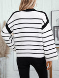Women's Striped Crew Neck Knit Sweater Long Sleeve Casual Pullover for Autumn Winter