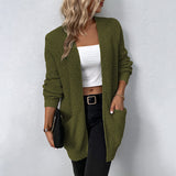 Women's Long Cardigan Sweater Casual Solid Open Front Coat for Autumn Winter
