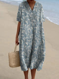 Spring Vines Pattern Printed Women's Flowy Dress