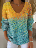 Women's Autumn Gradient Striped Casual Pullover Sweater