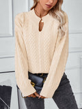 Women's Solid Rib Cuff V Neck Knit Sweater Long Sleeve Loose Pullover for Autumn Winter
