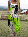 Women’s Whimsical Sheep Print Casual Pocket Jumpsuit RSJT411