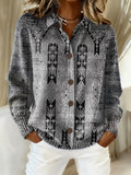 Women's Vintage Print Collared Sweater 1216