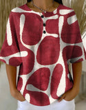 Damen Retro Multicolor Farbverlauf Patchwork Abstraktion Muster Kunstdruck Lässiges Waffel-Baumwollhemd RM607