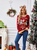 Casual Crewneck Embroidered Sweater ¨C Santa Claus & Penguin