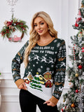 Crewneck Casual Embroidered Knit Sweater ¨C Winter Snow Scene