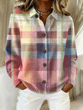 Damen Vintage Pullover mit Plaid-Kunstdruck Casual RSNA1141
