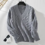 Women's Long Sleeve V Neck Cable Knit Sweater Jumper 2025 Fall Pullover Tops Cute Soft Ladies Dressy Casual Outfits