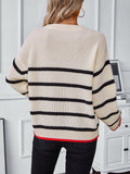 Fall Sweaters for Women Striped Oversized Trendy Long Sleeve Crewneck Cozy Knit Pullover Tops