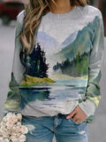 Dreamy Painted Woods Scene Sweater