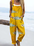 Women’s Sunny Fish Print Casual Pocket Jumpsuit RSJT425
