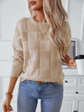 Women's Fashion Dressy Crewneck Long Sleeve Loose Pleated Knit Sweater for Autumn Winter 2025
