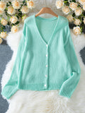 Women's Button Up Knit Cardigan Sweaters Fall Long Sleeve V Neck Cardigans Casual Loose Fit Solid Sweater Shackets