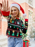 Round Neck Loose-Fit Christmas Embroidery Sequin Knit Sweater