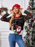 Knit Crewneck Embroidered Sweater ¨C Santa Claus & Musical Notes
