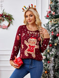 Casual Crewneck Embroidered Sweater ¨C Gingerbread Man