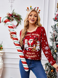 Casual Crewneck Embroidered Sweater ¨C Santa Claus & Penguin