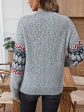 Women's Vintage Fair Isle Crewneck Pullover Sweater Long Sleeve Casual Knit for Autumn Winter