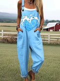 Women’s Dreamwave Heart Print Casual Pocket Jumpsuit RSJT443