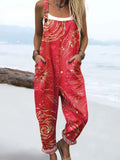 Damen Overall mit Blumenmuster und Taschen RSJT404