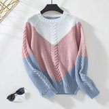 Women's Oversized Crewneck Long Sleeve Casual Loose Cable Knit Pullover Sweater for Autumn Winter