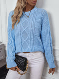 Women's Chunky Crewneck Long Sleeve Solid Color Loose Knit Pullover Sweater for Autumn Winter