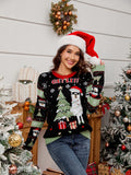 Crewneck Embroidered Knit Sweater ¨C Alpaca & Christmas Tree