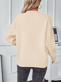 Women's Solid Rib Cuff V Neck Knit Sweater Long Sleeve Loose Pullover for Autumn Winter