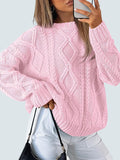 Women's Oversized Cable Knit Crewneck Sweater for Autumn Winter
