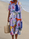 Women's Dog Art Print Casual Dress