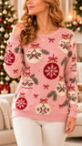 Women's Blush Pink Hanging Ornament Art Print Casual Waffle Sweatshirt RSCS2628