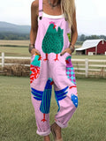 Women’s Whimsical Chicken Print Casual Pocket Jumpsuit RSJT408