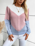 Women's Oversized Crewneck Long Sleeve Casual Loose Cable Knit Pullover Sweater for Autumn Winter
