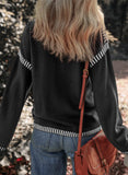 Casual Contrast Cable Knit Pullover Sweater for Women