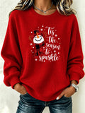 Casual Christmas Snowman Crew Neck Long Sleeve Sweatshirt
