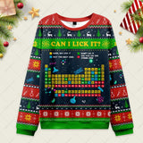 Can I Lick It Periodic Table Ugly Christmas Sweatshirt