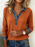 Women’s Contrast Knit Lapel Top
