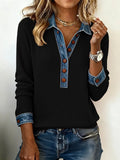 Women’s Knitted Top with Contrast Lapel